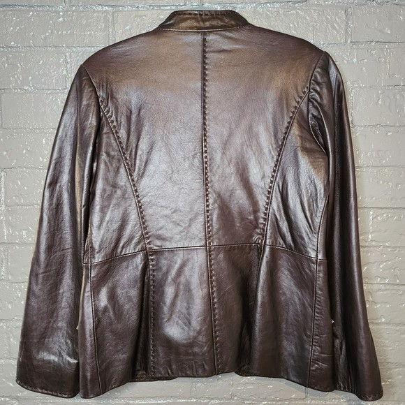Women's Soft Leather Jacket - Provence D'Amour - Chocolate - Small - Picture 2 of 8